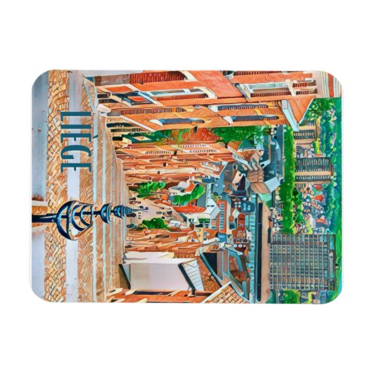 Liège Belgique Photo Vintage Magneet (Horizontaal)