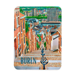 Liège Buren België Foto Vintage Magneet