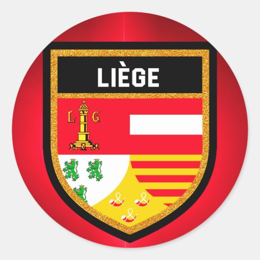 Liège Flag Ronde Sticker (Voorkant)
