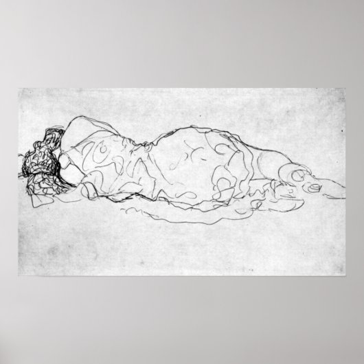 Liegende, achterfiguur van Gustav Klimt Poster (Voorkant)
