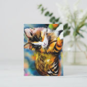 Liegende Katze, Aquarell - Briefkaart (Staand voorkant)