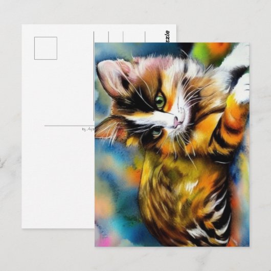 Liegende Katze, Aquarell - Briefkaart (Voorkant / Achterkant)