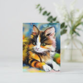 Liegende Katze, Aquarell -  Briefkaart (Staand voorkant)