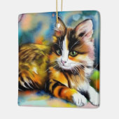 Liegende Katze, Aquarell - Keramisch Ornament (Links)