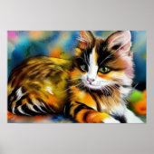 Liegende Katze, Aquarell - Poster (Voorkant)