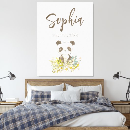 Lienzo Baby Shower Panda Canvas Afdruk (Insitu (Slaapkamer))