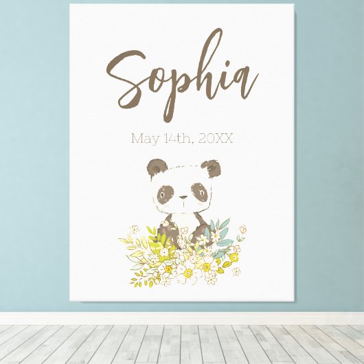 Lienzo Baby Shower Panda Canvas Afdruk (Insitu (Houten vloer))