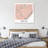 Lienzo mapa minimalista Barcelona - Rosa-verde Canvas Afdruk (Insitu (Slaapkamer))