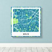 Lienzo mapa minimalista Berlín - Azul-Verde Canvas Afdruk (Insitu (Houten vloer))