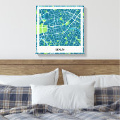 Lienzo mapa minimalista Berlín - Azul-Verde Canvas Afdruk (Insitu (Slaapkamer))