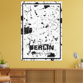 Lienzo mapa minimalista Berlín - Blanco-negro Canvas Afdruk (Insitu (Woonkamer))