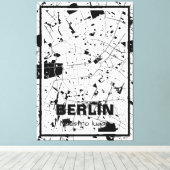 Lienzo mapa minimalista Berlín - Blanco-negro Canvas Afdruk (Insitu (Houten vloer))