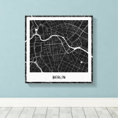 Lienzo mapa minimalista Berlín - Negro-blanco Canvas Afdruk (Insitu (Houten vloer))
