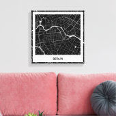 Lienzo mapa minimalista Berlín - Negro-blanco Canvas Afdruk (Insitu (Woonkamer))