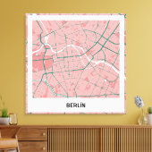 Lienzo mapa minimalista Berlín - Rosa-verde Canvas Afdruk (Insitu (Woonkamer))