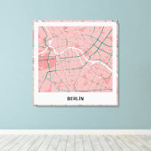 Lienzo mapa minimalista Berlín - Rosa-verde Canvas Afdruk (Insitu (Houten vloer))