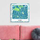 Lienzo mapa minimalista Bilbao - Azul-Verde Canvas Afdruk (Insitu (Woonkamer))