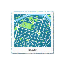 Lienzo mapa minimalista Bilbao - Azul-Verde