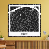Lienzo mapa minimalista Bilbao - Negro-blanco Canvas Afdruk (Insitu (Woonkamer))