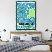 Lienzo mapa minimalista Madrid - Azul-verde Canvas Afdruk (Insitu (Slaapkamer))