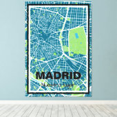 Lienzo mapa minimalista Madrid - Azul-verde Canvas Afdruk (Insitu (Houten vloer))
