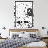 Lienzo mapa minimalista Madrid - Blanco-negro Canvas Afdruk (Insitu (Slaapkamer))
