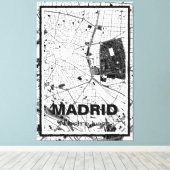 Lienzo mapa minimalista Madrid - Blanco-negro Canvas Afdruk (Insitu (Houten vloer))