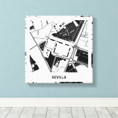 Lienzo mapa minimalista Sevilla - Blanco-Negro Canvas Afdruk (Insitu (Houten vloer))