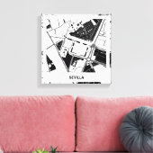 Lienzo mapa minimalista Sevilla - Blanco-Negro Canvas Afdruk (Insitu (Woonkamer))