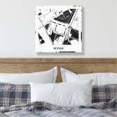 Lienzo mapa minimalista Sevilla - Blanco-Negro Canvas Afdruk (Insitu (Slaapkamer))