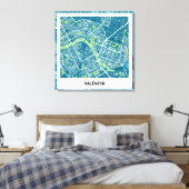 Lienzo mapa minimalista Valencia - Azul-Verde Canvas Afdruk (Insitu (Slaapkamer))