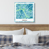 Lienzo mapa minimalista Valencia - Azul-Verde Canvas Afdruk (Insitu (Slaapkamer))