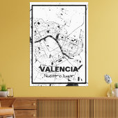 Lienzo mapa minimalista Valencia - Blanco-negro Canvas Afdruk (Insitu (Woonkamer))