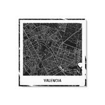 Lienzo mapa minimalista Valencia - Negro-blanco