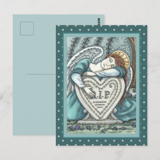 LIERENDE BESCHERMENGEL, BEGRAAFPLAATS ROUWKUNST RI BRIEFKAART (Voorkant / Achterkant)
