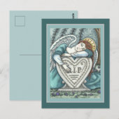 LIERENDE BEWAARDENGEL, BEGRAAFPLAATS ROUWKUNST RIP BRIEFKAART (Voorkant / Achterkant)