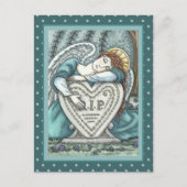 LIERENDE BEWAARENGEL, BEGRAAFPLAATS ROUWKUNST RIP BRIEFKAART (Voorkant)