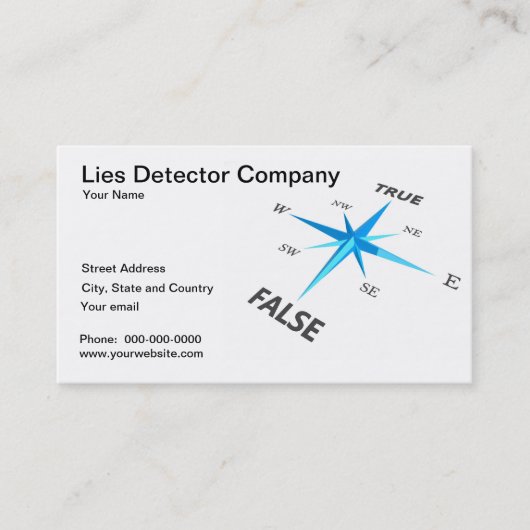 Lies Detector Company Visitekaartje (Voorkant)