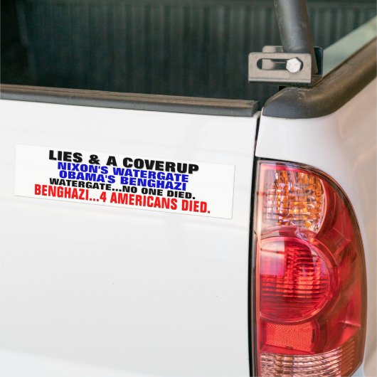 LIES EN EEN DEKKING... BENGHAZI VAN OBAMA BUMPERSTICKER (Op Truck)