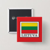 Lietuva Vierkante Button 5,1 Cm (Voorkant /achterkant)