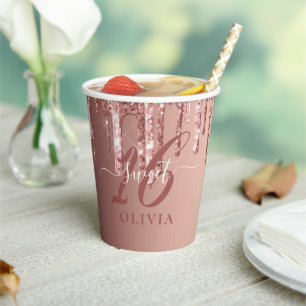 Lieve 16 Glitter Drips Party Paper Cup Papieren Bekers