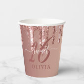 Lieve 16 Glitter Drips Party Paper Cup Papieren Bekers (Voorkant)