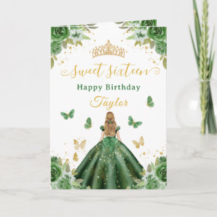 Lieve 16 Groene Prinses Blond Meisje Kaart