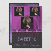 Lieve 16-partij Violet Silk & Parels & foto's Kaart (Voorkant / Achterkant)