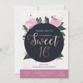 Lieve 16 verjaardagskaart. Goud en roze. Floral Kaart (Voorkant)