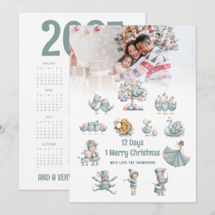 Lieve 2027 kalender foto 12 dagen kerst feestdagenkaart