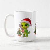 **Lieve 3D groene alien met kerstmuts en warme cho Koffiemok (Links)