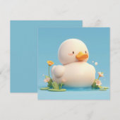 Lieve 3D Klei Eend Bloem Vijver Ansichtkaart (Voorkant / Achterkant)