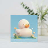 Lieve 3D Klei Eend Bloem Vijver Ansichtkaart (Staand voorkant)