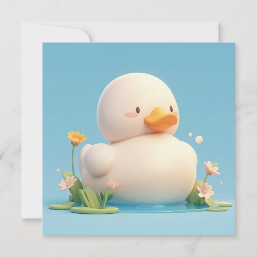 Lieve 3D Klei Eend Bloem Vijver Ansichtkaart (Voorkant)